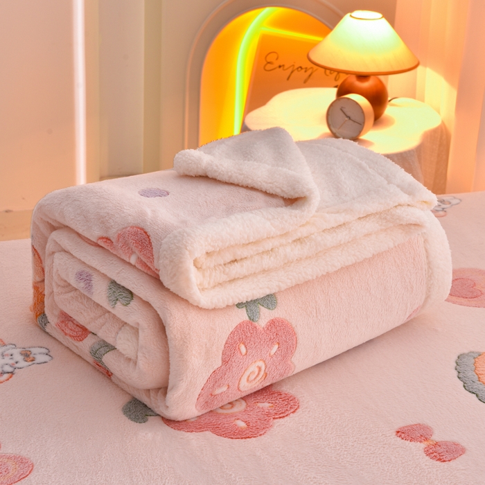 91家纺网 家纺一手货源 找家纺 同田家纺 2023年新款雪花绒&羊羔绒四件套 蛋糕兔