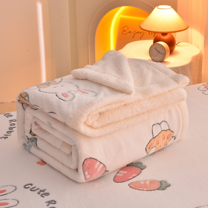 91家纺网 家纺一手货源 找家纺 同田家纺 2023年新款雪花绒&羊羔绒四件套 小萝卜兔