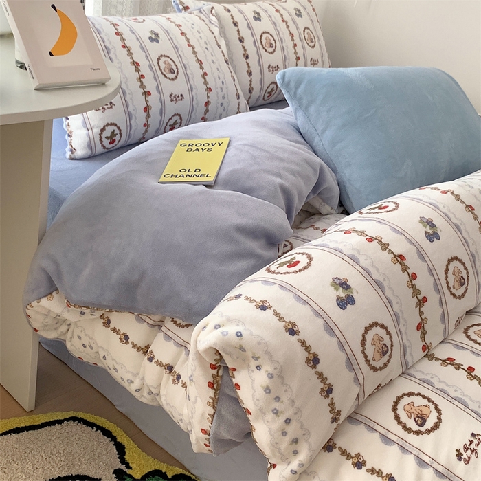 91家纺网 家纺一手货源 找家纺 美乐迪家纺 2023秋冬新款保暖牛奶绒四件套 可颂