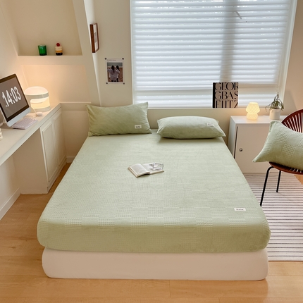 91家纺网 家纺一手货源 找家纺 （总）莱茵 2024新款A类高克重华夫格牛奶绒单床笠