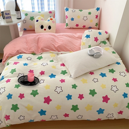 91家纺网 家纺一手货源 找家纺 美乐迪家纺 2023秋冬新款保暖牛奶绒四件套 星光