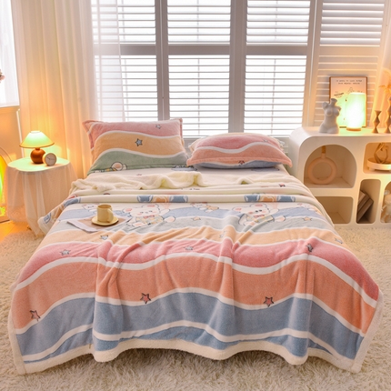 同田家纺 2023年新款雪花绒&羊羔绒四件套 彩虹桥