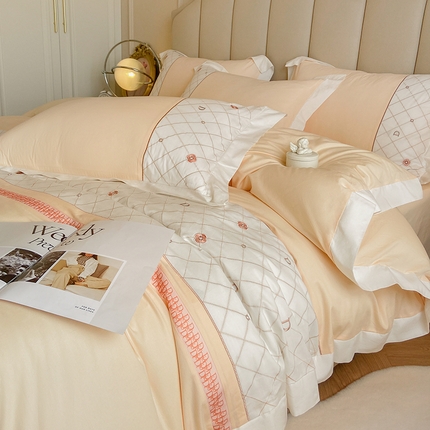 91家纺网 家纺一手货源 找家纺 （总）绒世界 2025纯棉四季款春夏新品60s全棉刺绣绣花四件套菲曼系列