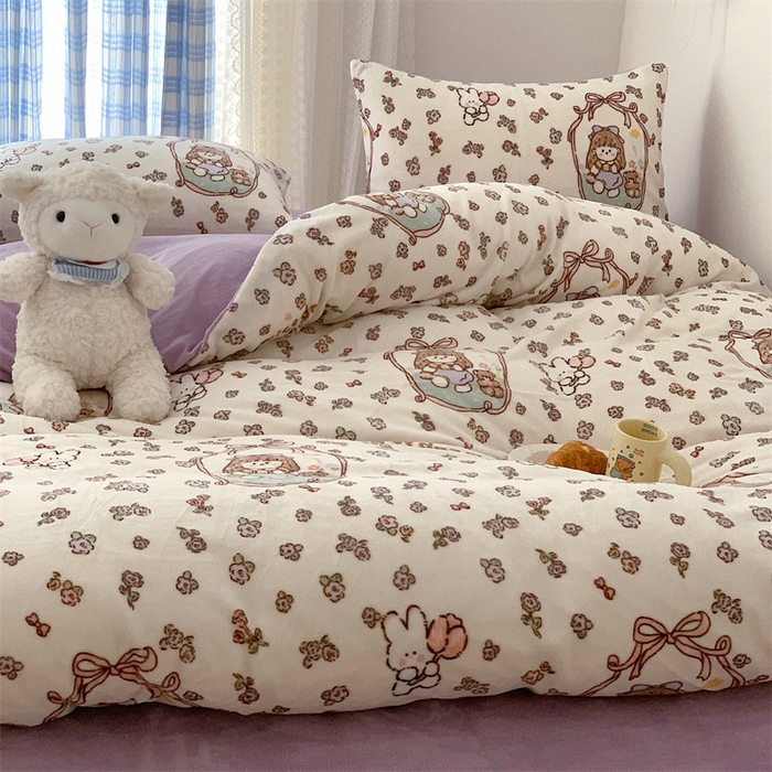 91家纺网 家纺一手货源 找家纺 美乐迪家纺 2023秋冬新款保暖牛奶绒四件套 萝莉