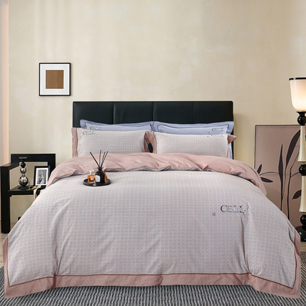 91家纺网 家纺一手货源 找家纺 （总）OL家纺 2023新款100支抗菌全棉磨毛刺缝床盖夹棉四件套