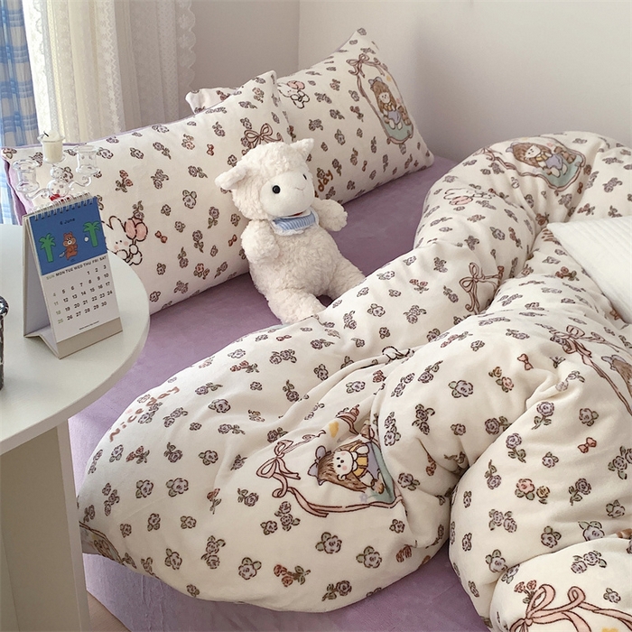 91家纺网 家纺一手货源 找家纺 美乐迪家纺 2023秋冬新款保暖牛奶绒四件套 萝莉