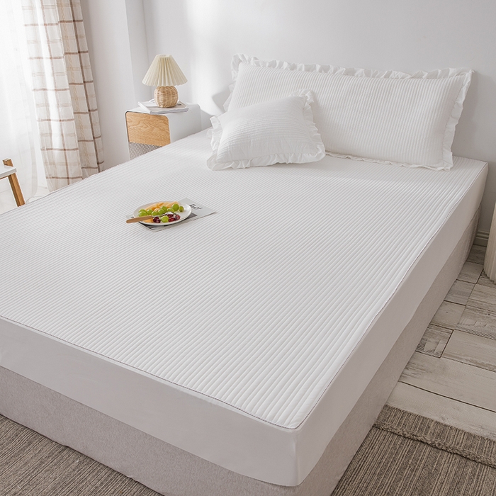 91家纺网 家纺一手货源 找家纺 紫碧螺家纺 2023新款四季棉夹棉系列床笠 白