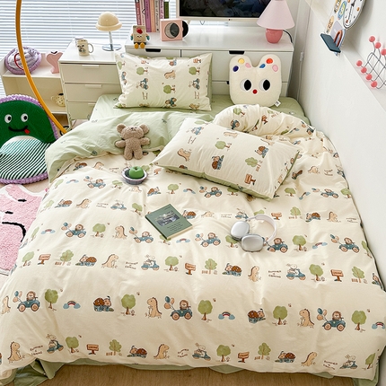 91家纺网 家纺一手货源 找家纺 （总）昔可家纺 2023新款全棉卡通动物印花四件套