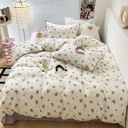 （总）2023新款全棉印花贝壳三角针四件套