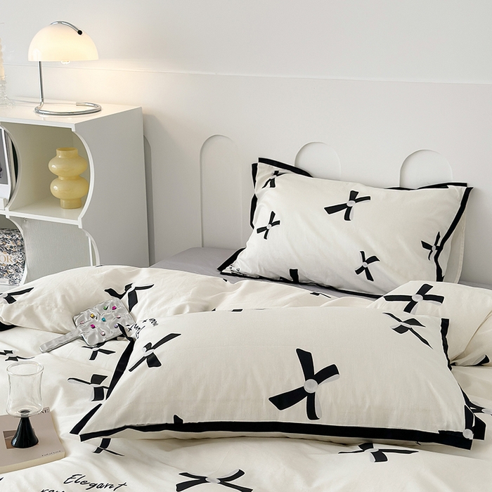 91家纺网 家纺一手货源 找家纺 （总）昔可家纺 2023新款全棉复古风黑花边四件套（风格二）