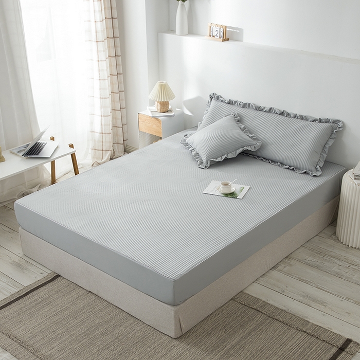 91家纺网 家纺一手货源 找家纺 紫碧螺家纺 2023新款四季棉夹棉系列床笠 灰