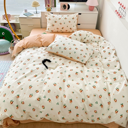 （总）昔可家纺 2023新款全棉治愈风小碎花四件套
