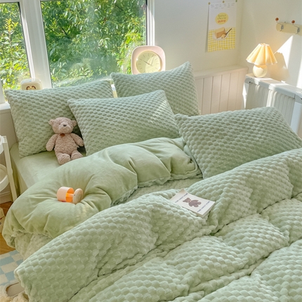 91家纺网 家纺一手货源 找家纺 （总）欧邦 爆款A类金龟绒提花豆豆绒牛奶绒单被套四件套