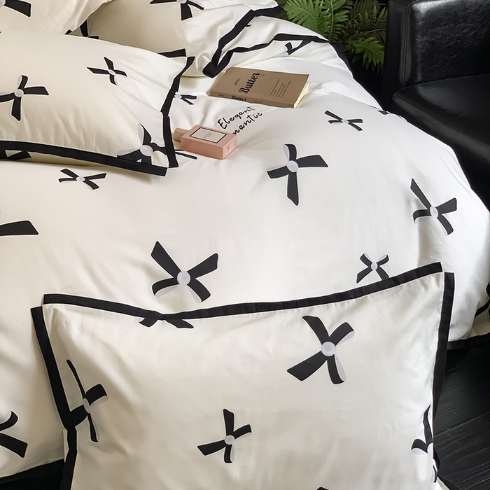 91家纺网 家纺一手货源 找家纺 （总）昔可家纺 2023新款全棉复古风黑花边四件套（风格一）