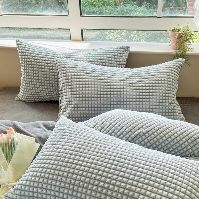 91家纺网 家纺一手货源 找家纺 慕澄家纺 2024简约款剪花牛奶绒四件套 简约-蓝