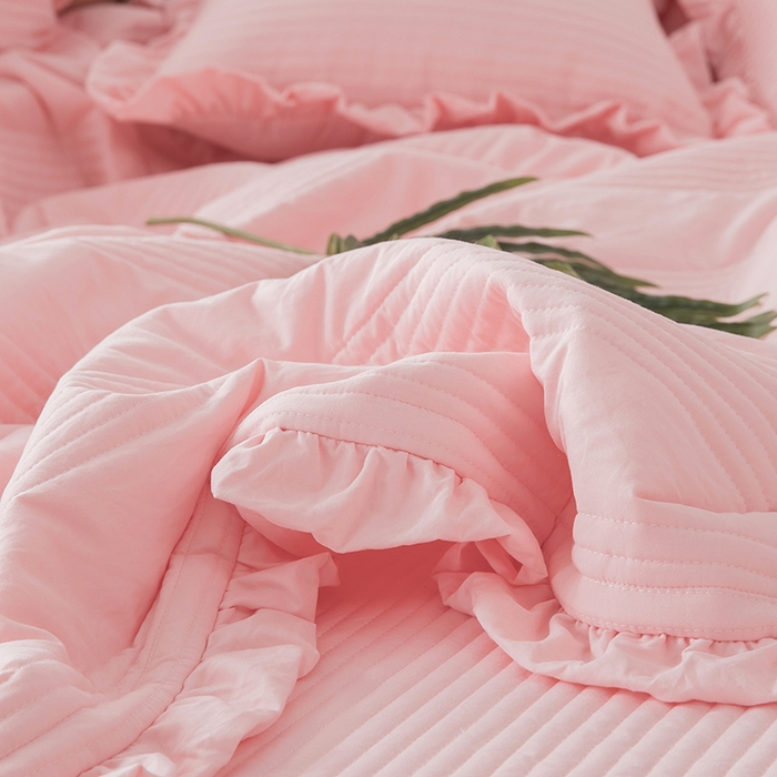 91家纺网 家纺一手货源 找家纺 紫碧螺家纺 2023新款四季棉夹棉系列夏被款 粉