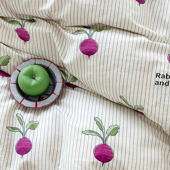 91家纺网 家纺一手货源 找家纺 昔可家纺 2023新款全棉大版数码枕套四件套 紫萝卜