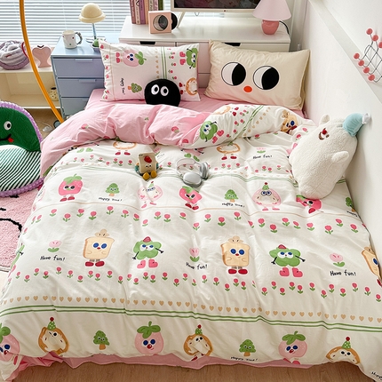 昔可家纺 2023新款全棉大版数码枕套四件套 眼睛吐司