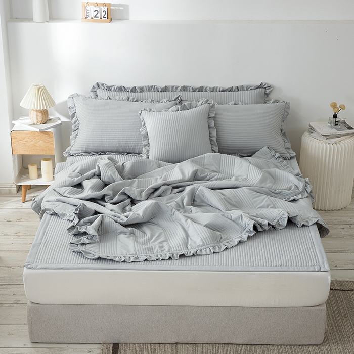 91家纺网 家纺一手货源 找家纺 紫碧螺家纺 2023新款四季棉夹棉系列夏被款 灰