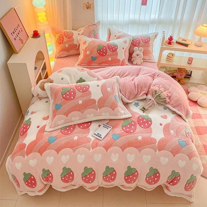 91家纺网 家纺一手货源 找家纺 （总）川悦生活 2023新款立体雪花绒宽边四件套