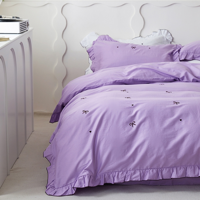 91家纺网 家纺一手货源 找家纺 （总）梦可莱家居 2023新款韩版花边刺绣洛丽塔四件套