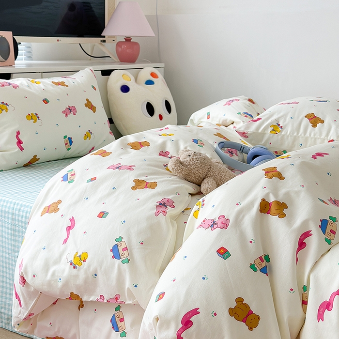 91家纺网 家纺一手货源 找家纺 昔可家纺 2023新款全棉卡通动物印花四件套 小童趣