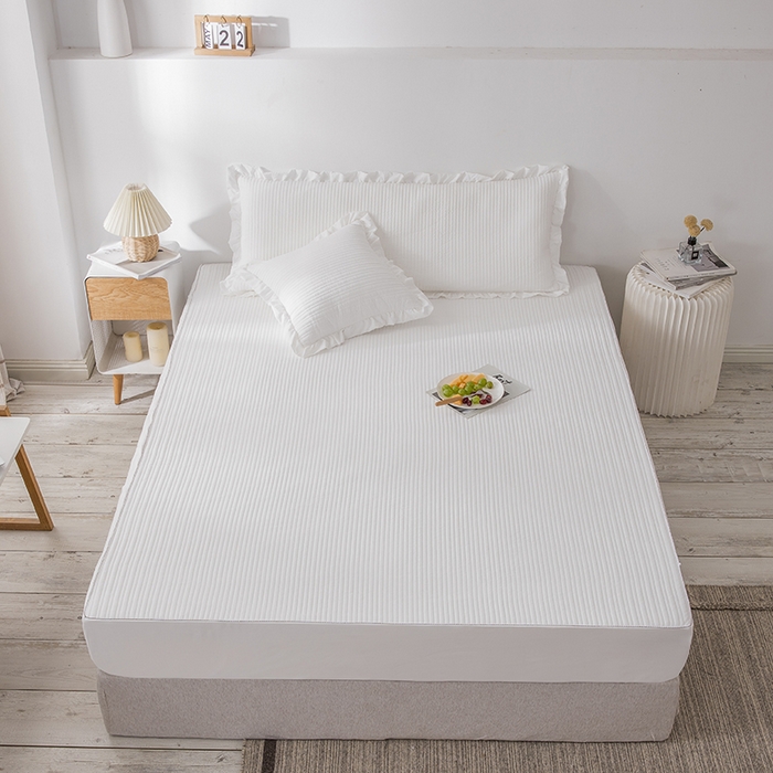 91家纺网 家纺一手货源 找家纺 紫碧螺家纺 2023新款四季棉夹棉系列床笠 白