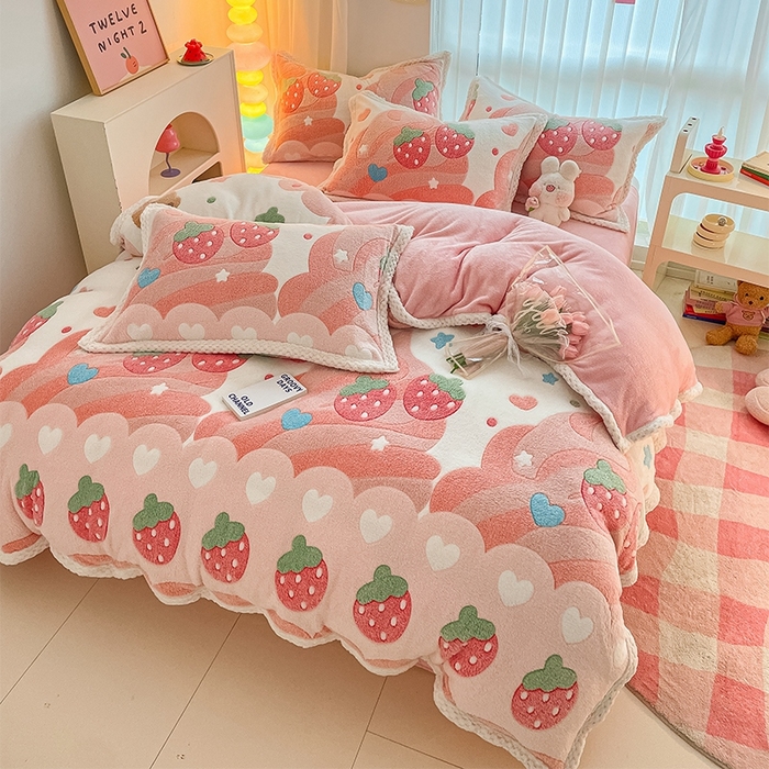 91家纺网 家纺一手货源 找家纺 （总）川悦生活 2023新款立体雪花绒宽边四件套