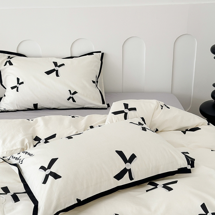 91家纺网 家纺一手货源 找家纺 （总）昔可家纺 2023新款全棉复古风黑花边四件套（风格二）