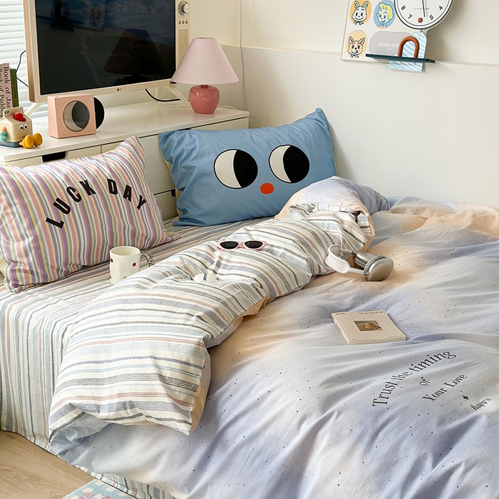 91家纺网 家纺一手货源 找家纺 昔可家纺 2023新款全棉大版数码枕套四件套 星光晕染紫