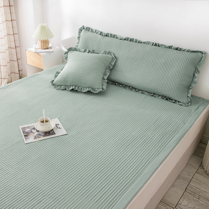 91家纺网 家纺一手货源 找家纺 紫碧螺家纺 2023新款新款四季棉夹棉系列床盖款 绿