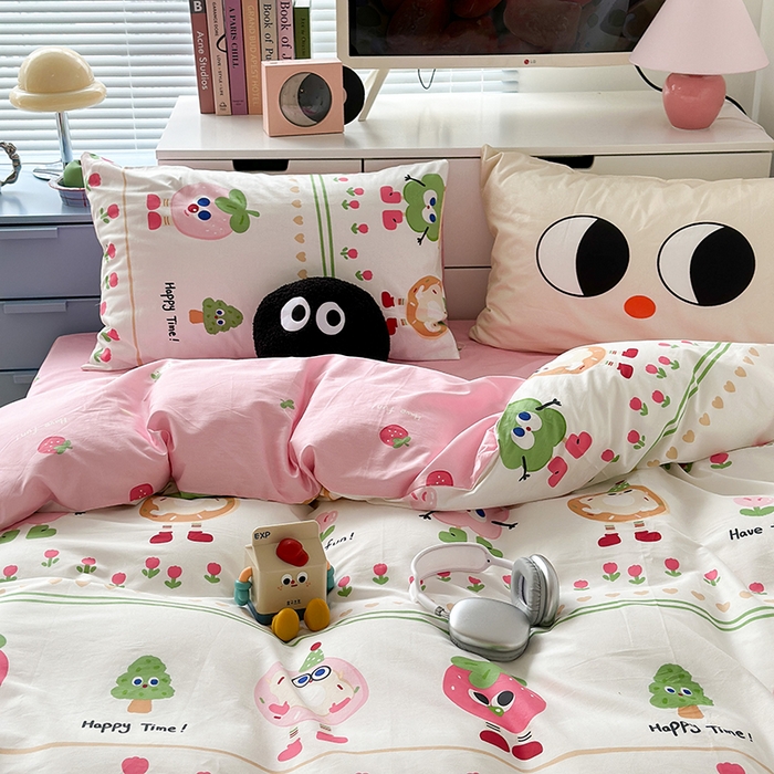 91家纺网 家纺一手货源 找家纺 昔可家纺 2023新款全棉大版数码枕套四件套 眼睛吐司