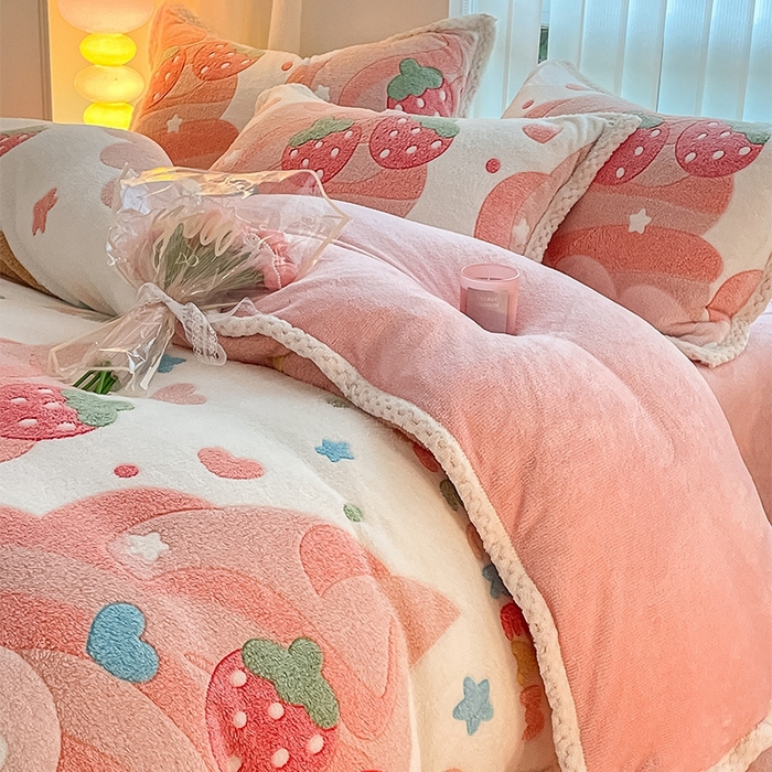 91家纺网 家纺一手货源 找家纺 （总）川悦生活 2023新款立体雪花绒宽边四件套