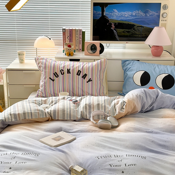 91家纺网 家纺一手货源 找家纺 昔可家纺 2023新款全棉大版数码枕套四件套 星光晕染紫