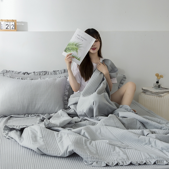 91家纺网 家纺一手货源 找家纺 紫碧螺家纺 2023新款四季棉夹棉系列夏被款 灰