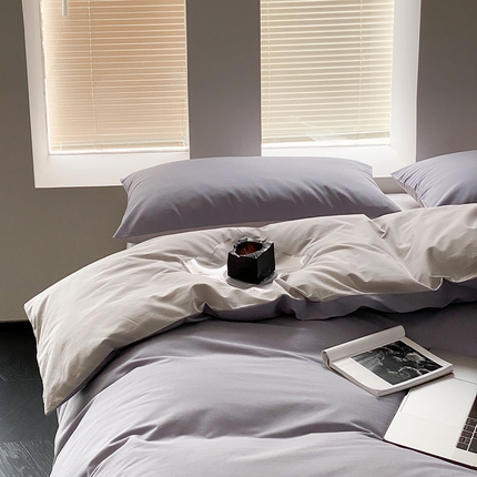 91家纺网 家纺一手货源 找家纺 双拼全棉水洗棉纯棉四件套ins简约北欧纯色床笠款套件