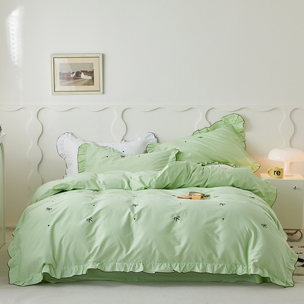 91家纺网 家纺一手货源 找家纺 （总）梦可莱家居 2023新款韩版花边刺绣洛丽塔四件套