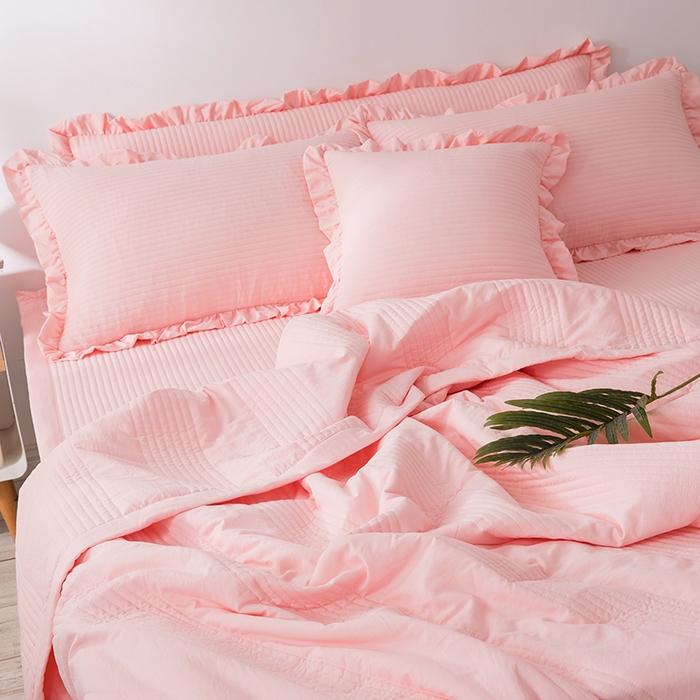 91家纺网 家纺一手货源 找家纺 紫碧螺家纺 2023新款四季棉夹棉系列夏被款 粉