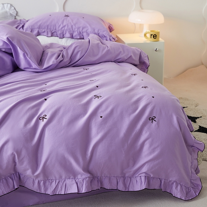 91家纺网 家纺一手货源 找家纺 （总）梦可莱家居 2023新款韩版花边刺绣洛丽塔四件套