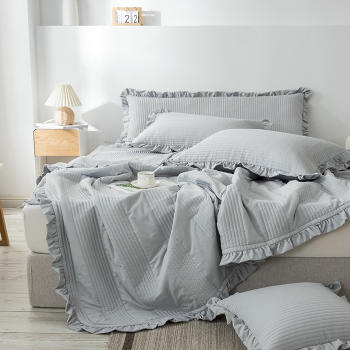 91家纺网 家纺一手货源 找家纺 紫碧螺家纺 2023新款四季棉夹棉系列夏被款 灰