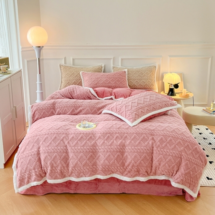贝拉梦 2023高克重加厚塔芙绒牛奶绒四件套单品 塔芙绒-玫瑰