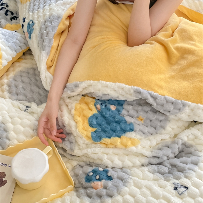 91家纺网 家纺一手货源 找家纺 欧邦 爆款A类金龟绒提花豆豆绒牛奶绒单被套四件套 安睡宝