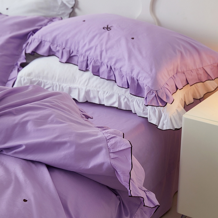 91家纺网 家纺一手货源 找家纺 （总）梦可莱家居 2023新款韩版花边刺绣洛丽塔四件套