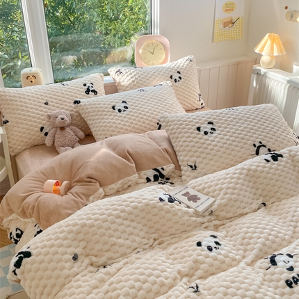 91家纺网 家纺一手货源 找家纺 （总）欧邦 爆款A类金龟绒提花豆豆绒牛奶绒单被套四件套