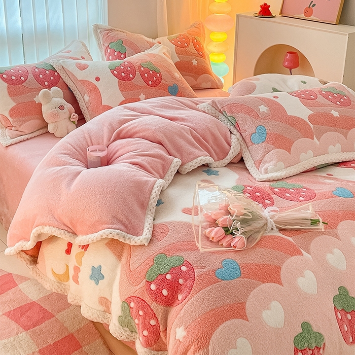 91家纺网 家纺一手货源 找家纺 （总）川悦生活 2023新款立体雪花绒宽边四件套