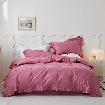 91家纺网 家纺一手货源 找家纺 （总）梦可莱家居 2023新款韩版花边刺绣洛丽塔四件套