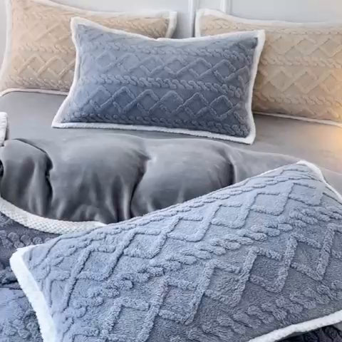 91家纺网 家纺一手货源 找家纺 贝拉梦 2023高克重加厚塔芙绒牛奶绒四件套单品 塔芙绒-蓝灰