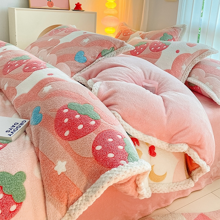 91家纺网 家纺一手货源 找家纺 （总）川悦生活 2023新款立体雪花绒宽边四件套