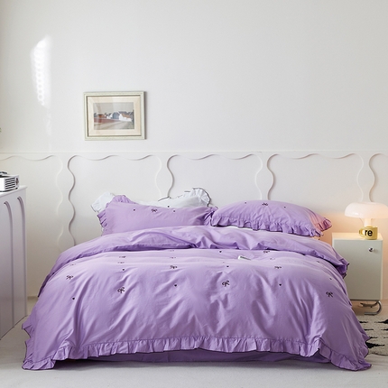 91家纺网 家纺一手货源 找家纺 （总）梦可莱家居 2023新款韩版花边刺绣洛丽塔四件套