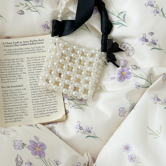 91家纺网 家纺一手货源 找家纺 昔可家纺 2023新款全棉治愈风小碎花四件套 紫色秘境花语